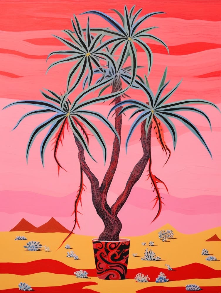 Pink And Red Plant Illustration Madagascar Dragon Tree 2