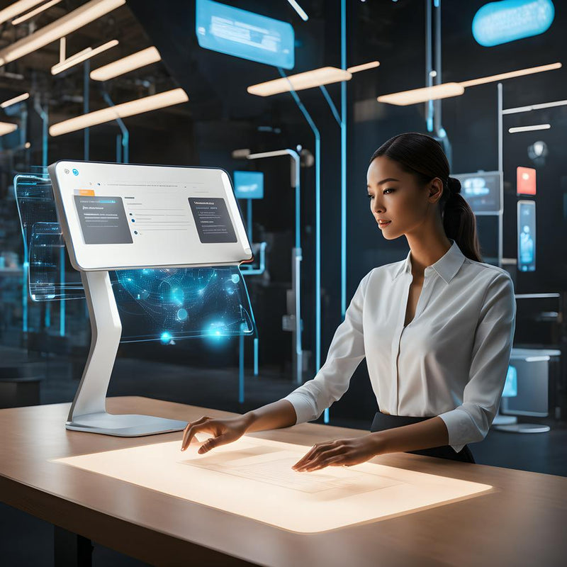 Futuristic Woman At Desk