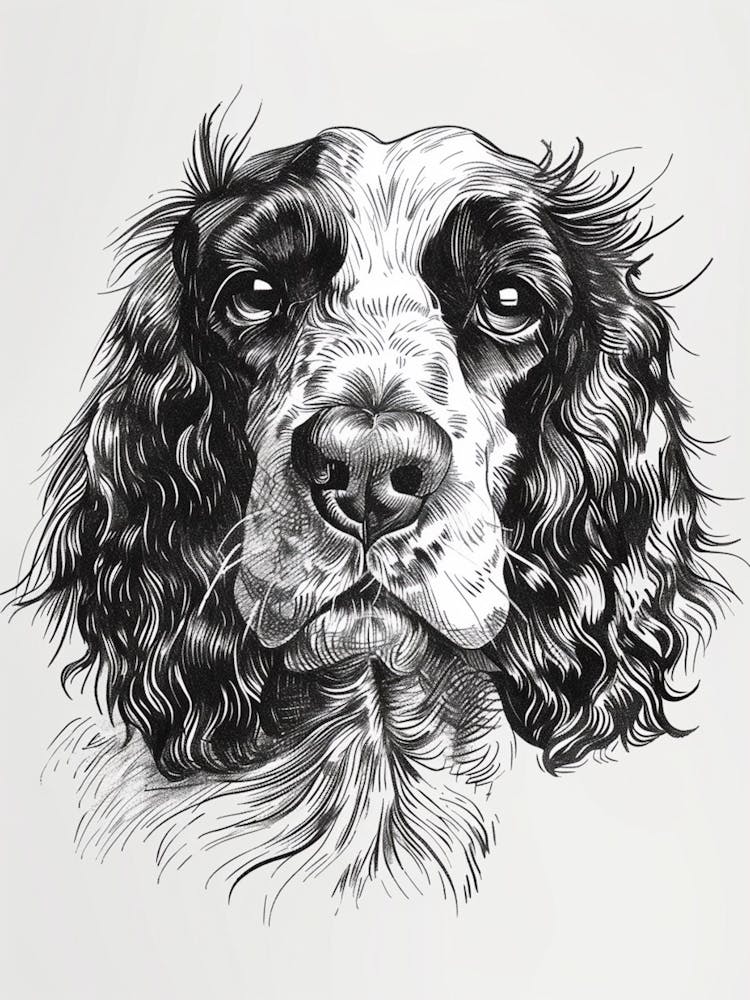 American Water Spaniel Line Sketch 3