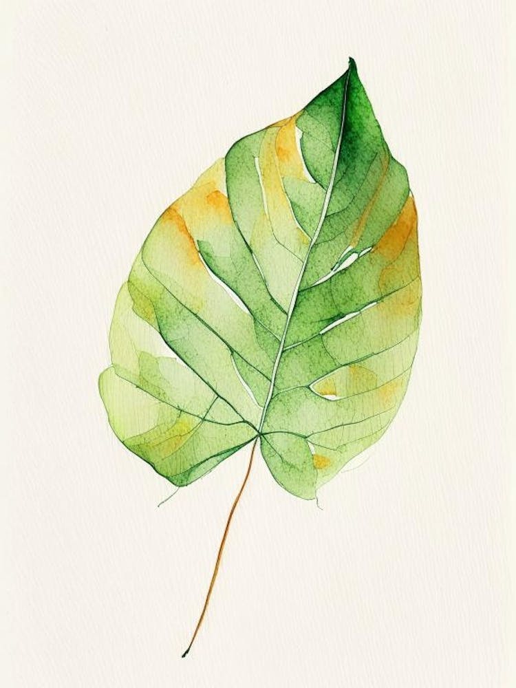 Papaya Leaf Minimalist Watercolour