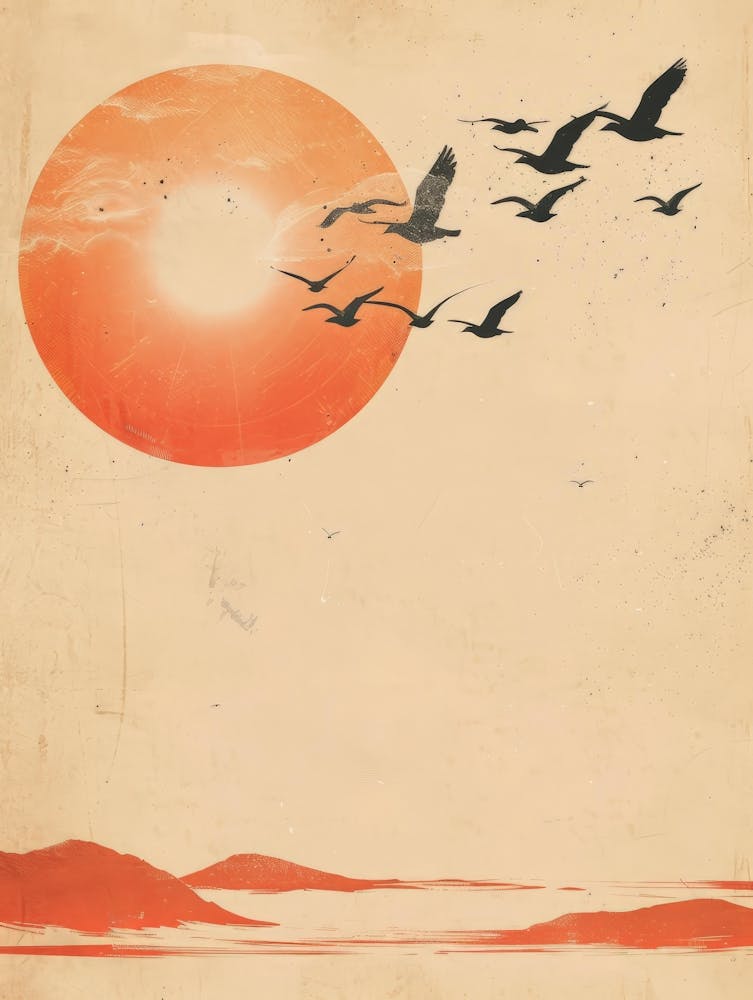Sunset With Birds 1