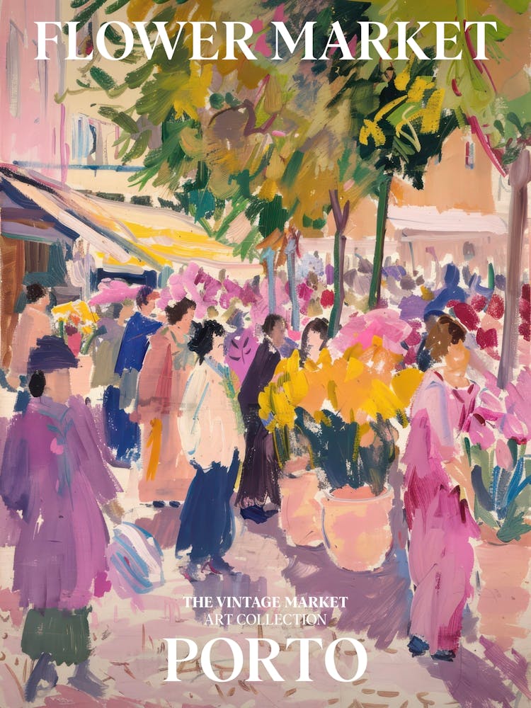 Vintage Flower Market Painting Porto