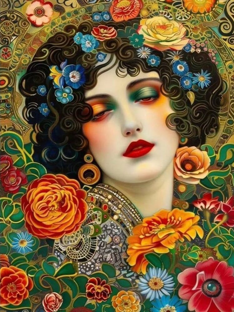 Russian Lady With Flowers