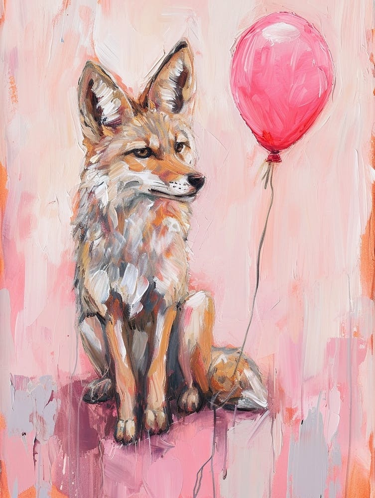 Cute Coyote 2 With Balloon