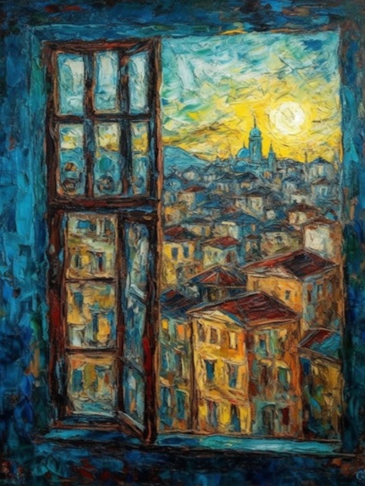 Window View Of Istanbul In The Style Of Expressionism 2