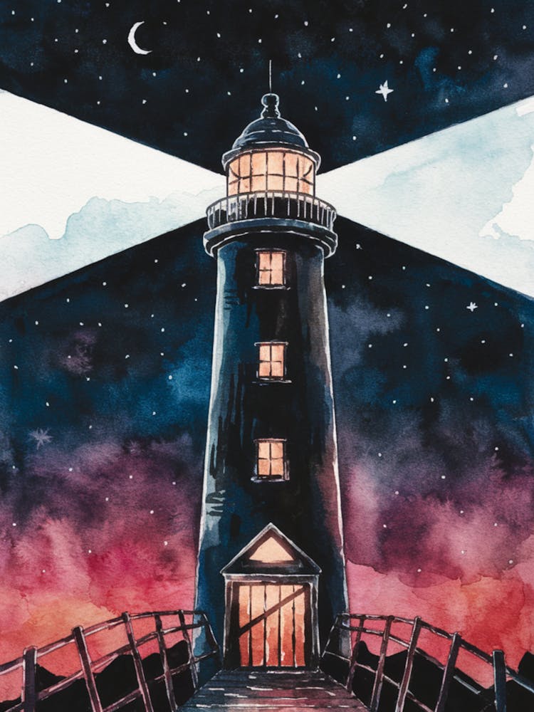Lighthouse At Night 1