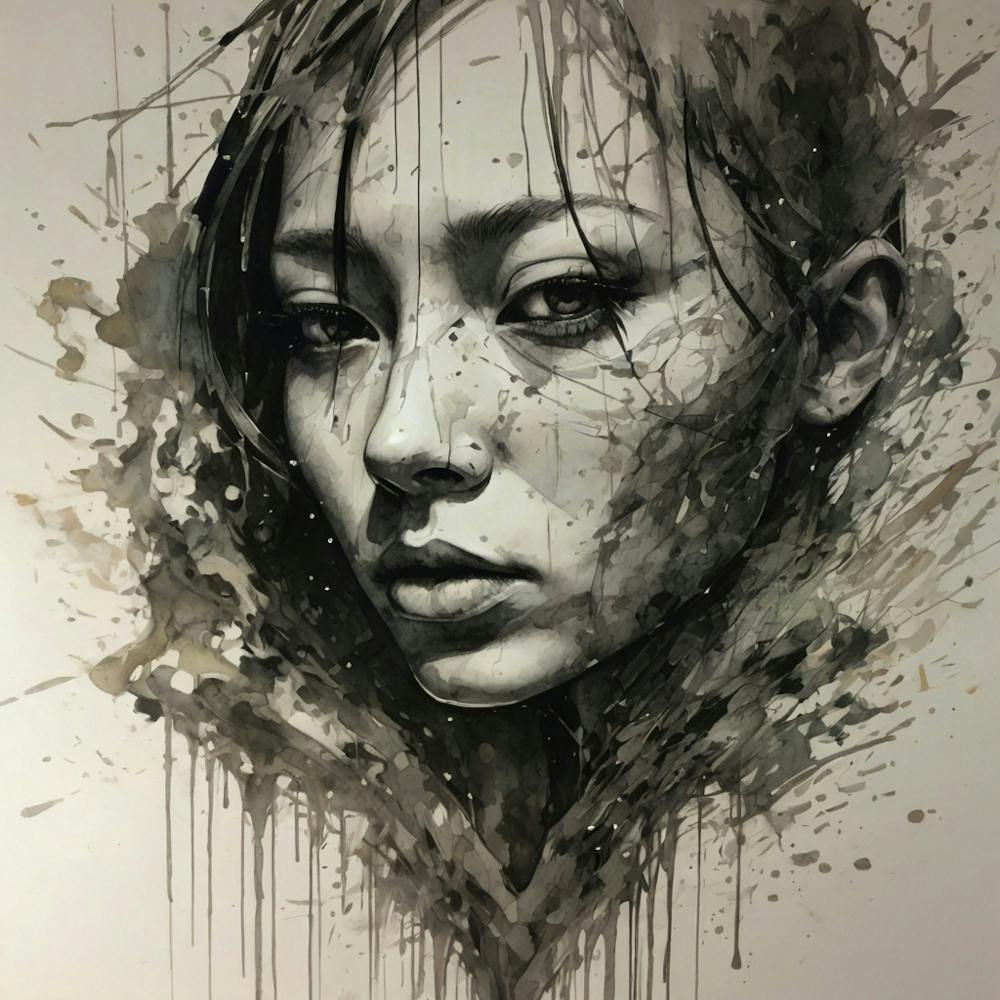 Default Minimalistic Ink Drawing Style Vanishing Point Negativ 1