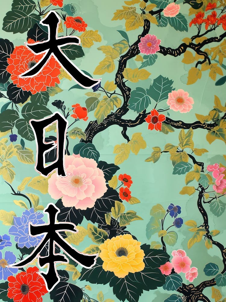 Great Japan Hokusai Poster Japanese Flowers 3