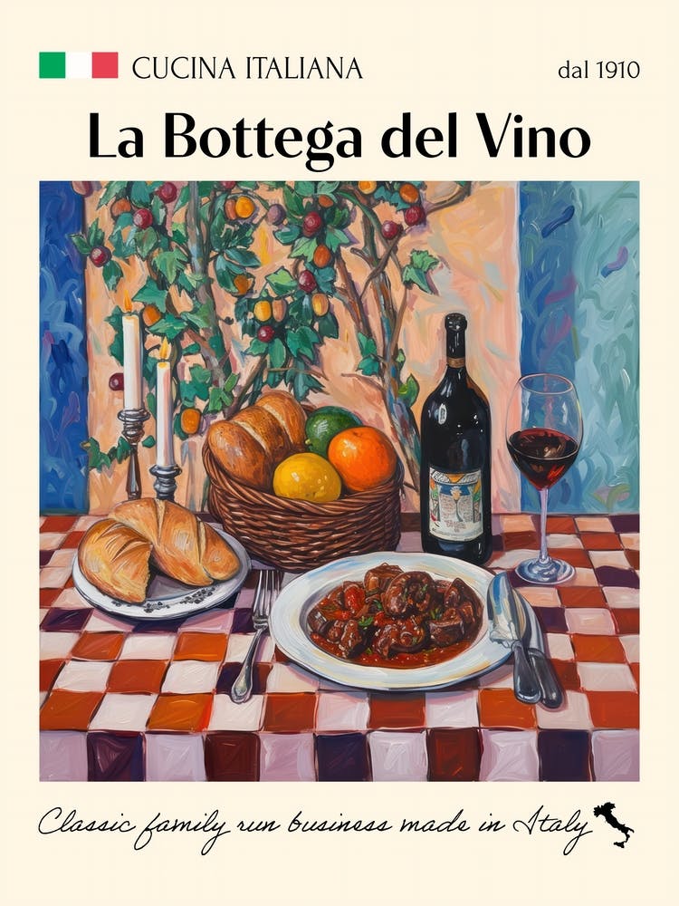 La Bottega Del Vino Trattoria Italienisches Poster Essen Küche