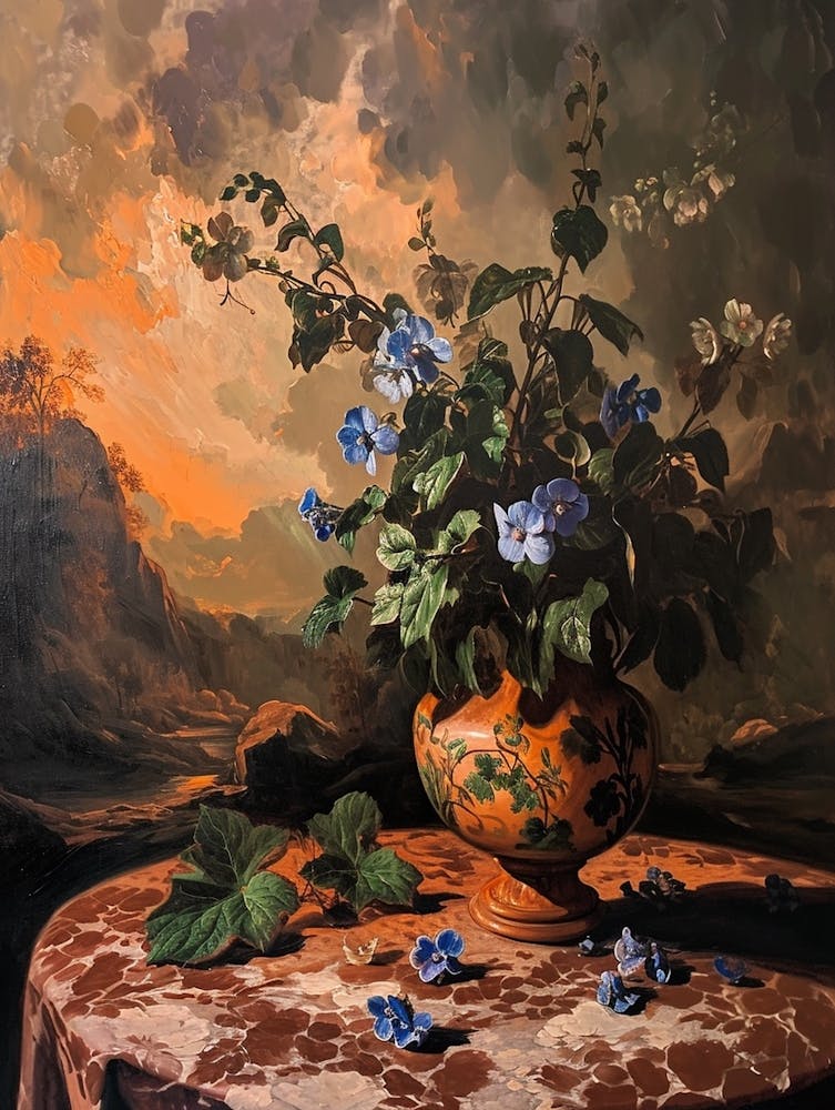 Baroque Floral Still Life Periwinkle 3