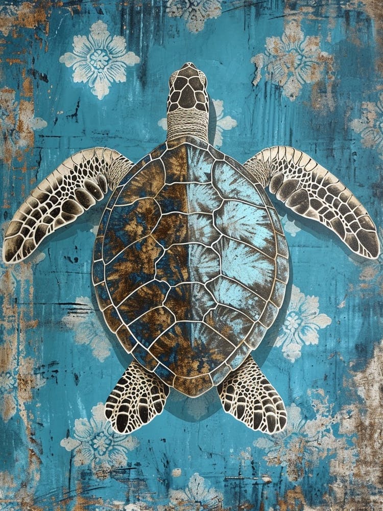 Blue Ornamental Sea Turtle 2