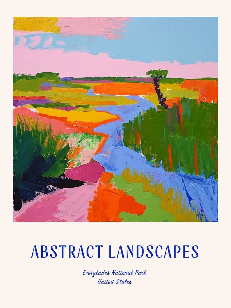 Colourful Abstract Everglades National Park Usa 4 Poster Blue