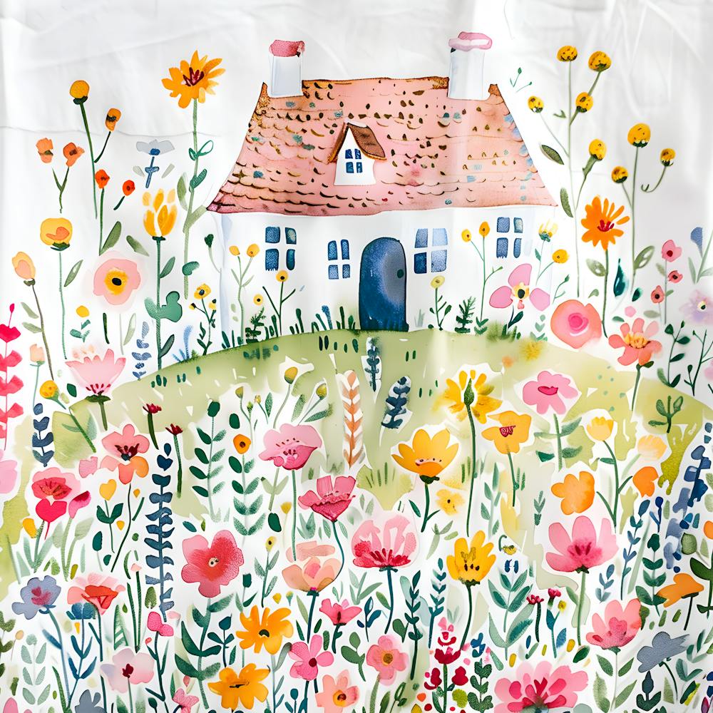 Watercolor Of A Cottage