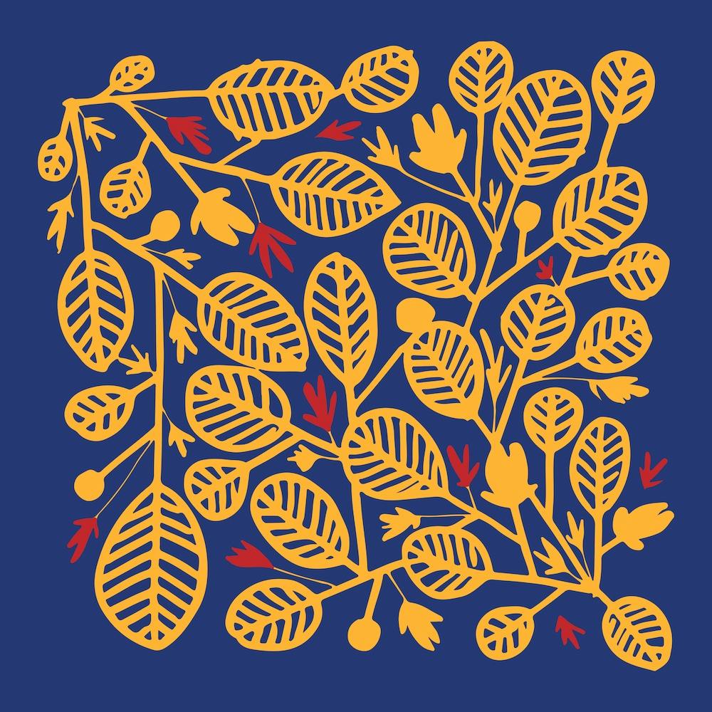 Feuilles jaunes et rouges - Carré
