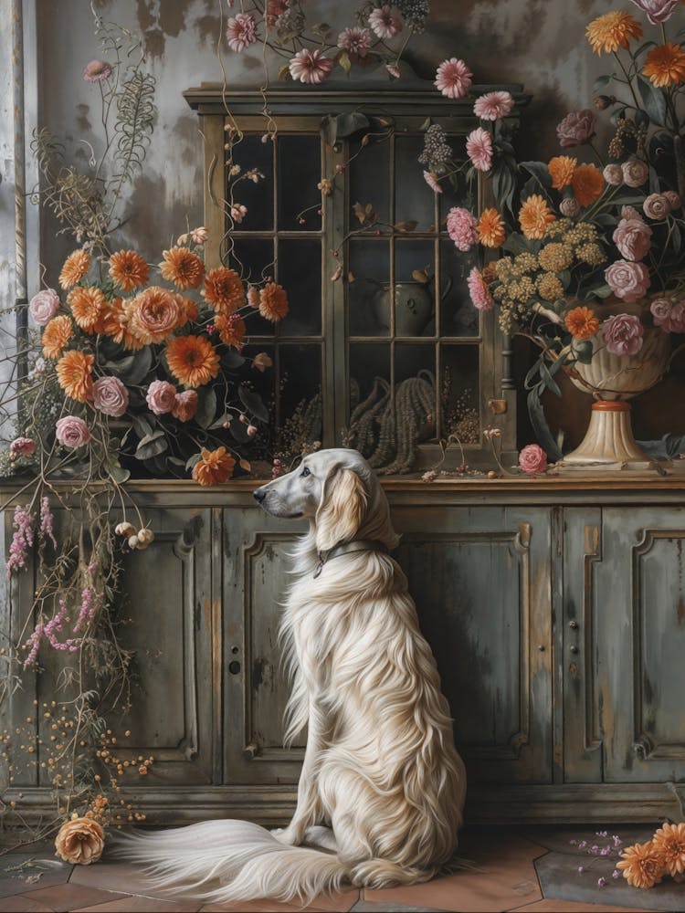 Chien aux Fleurs Oranges