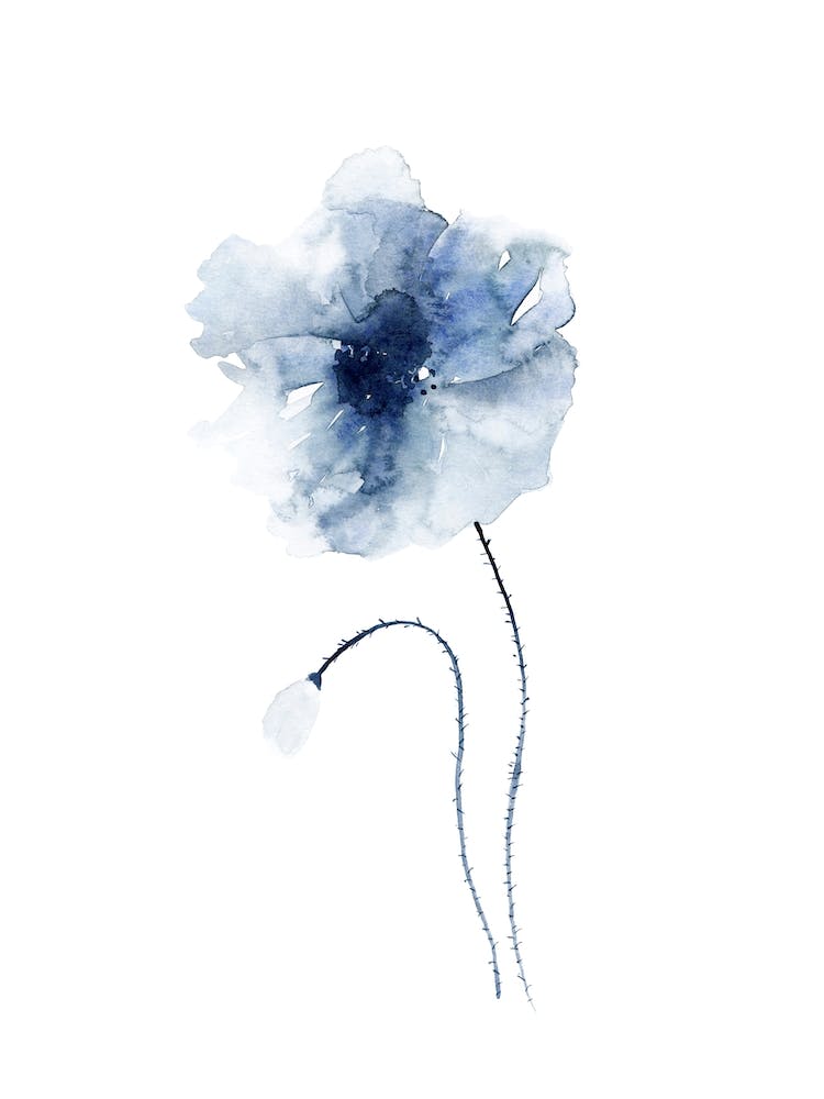 Blue Abstract Poppies 2