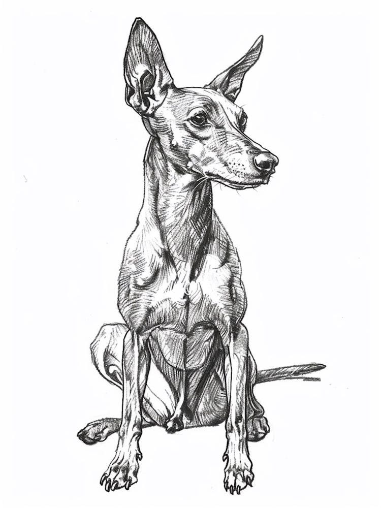 Pharaoh Hound Dog Line Sketch 1