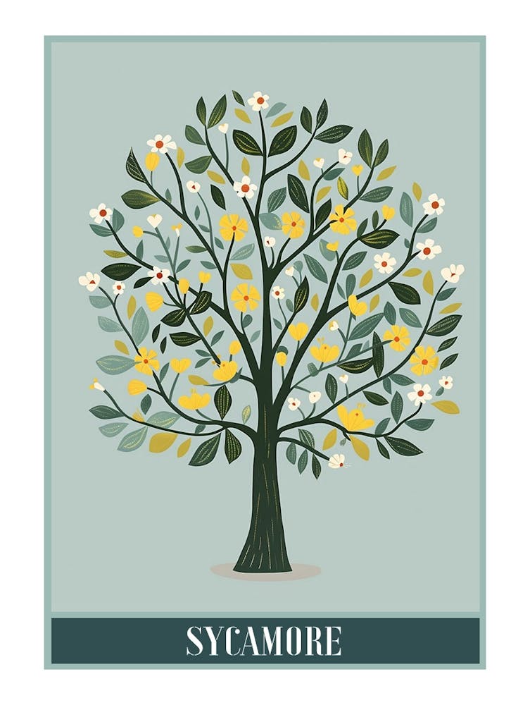 Sycamore Tree Flat Illustration 3 Poster
