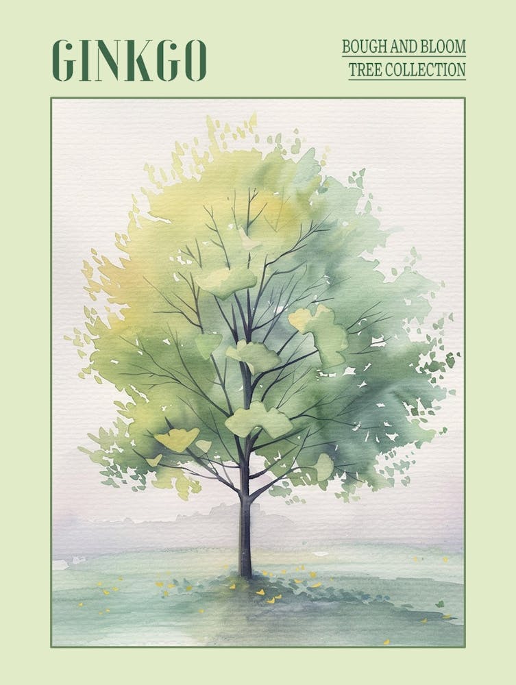 Ginkgo Tree Atmospheric Watercolour Painting 1 Poster