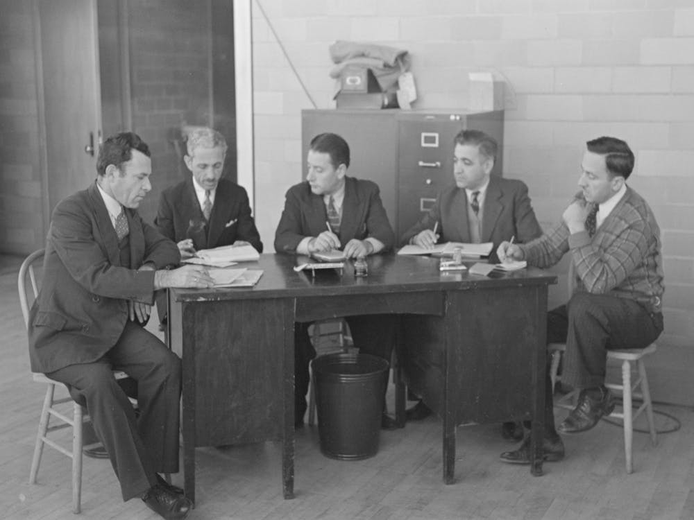 A Meeting Of The Industrial Committee, Jersey Homesteads Hightstown, New Jersey By Russell Lee