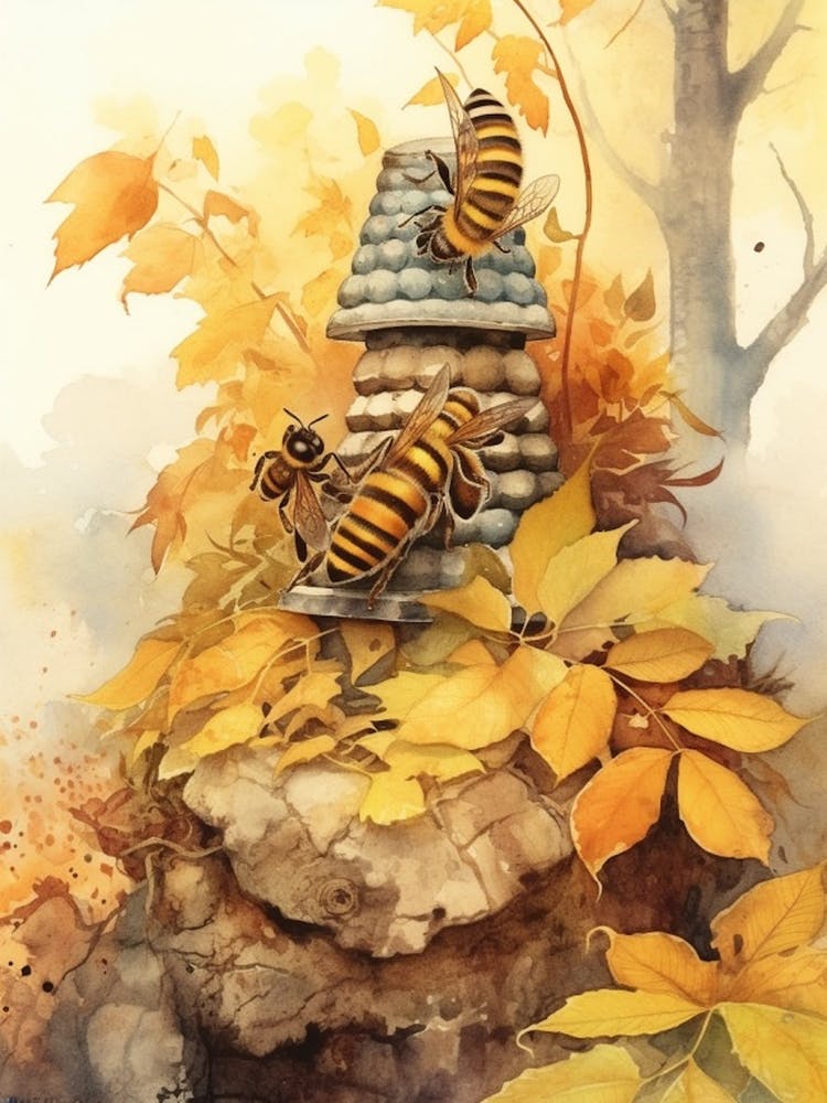 Propolis Bee Beehive Watercolour Illustration 1