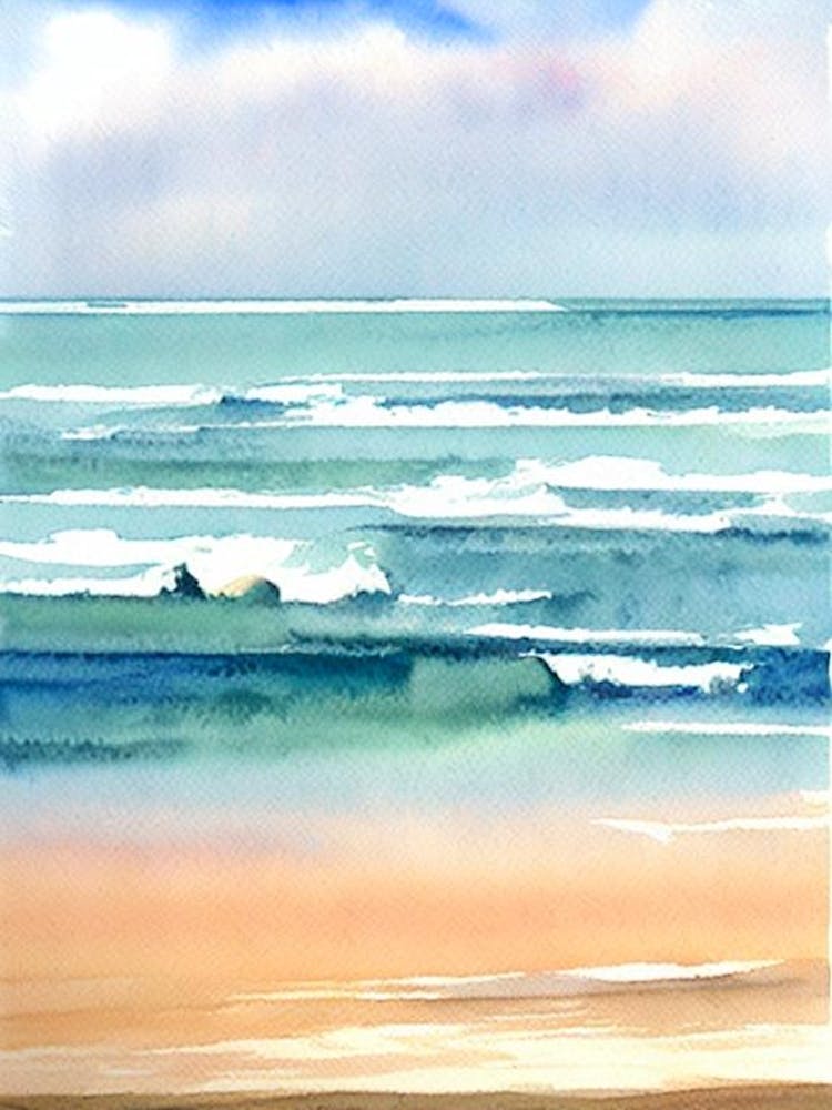 Praia Do Tonel, Algarve, Portugal Watercolour