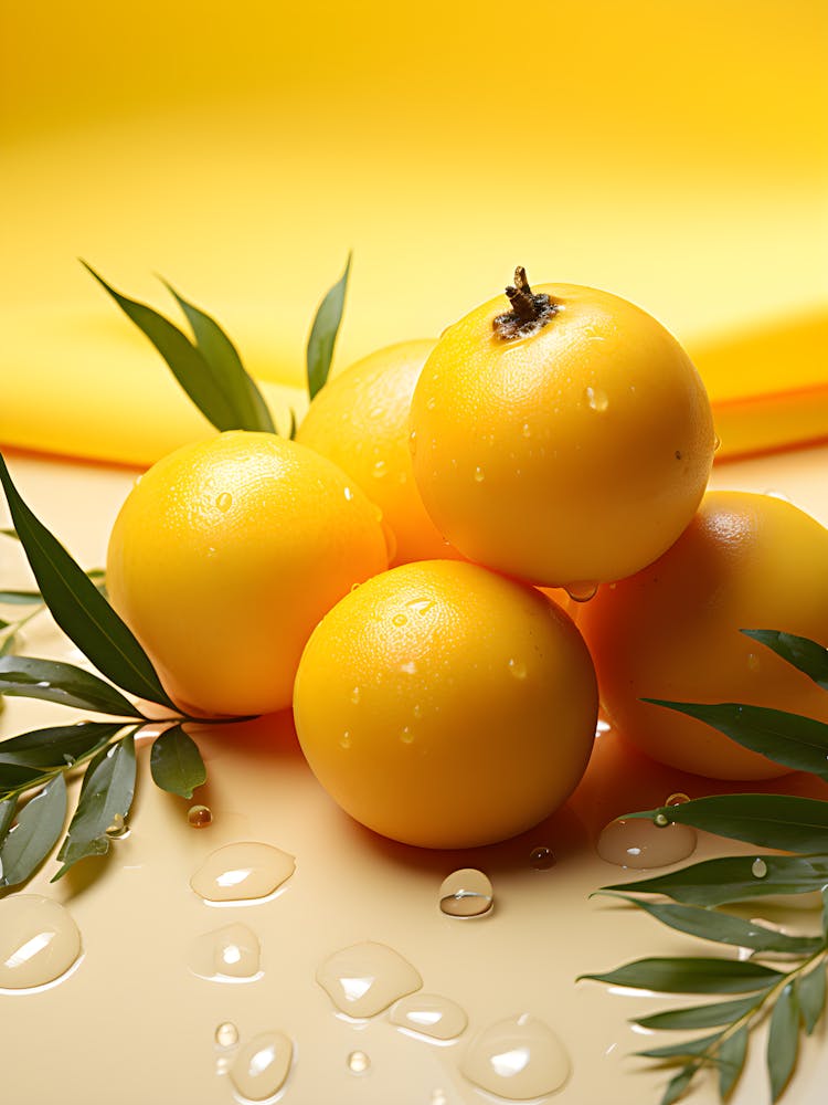 Fresh Yellow Passion Fruit With Water Droplets Tropical Fruit Photography