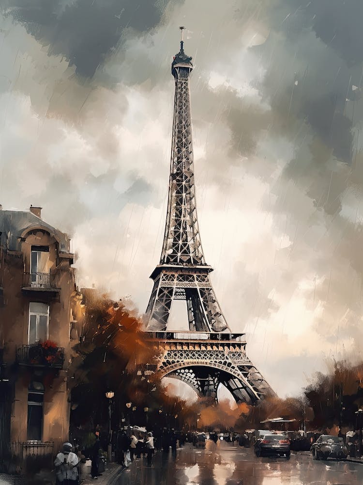 Eiffel Tower Paris France Oil Painting Style 4