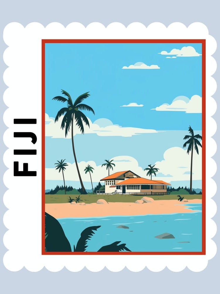 Fiji 2 Travel Stamp Poster