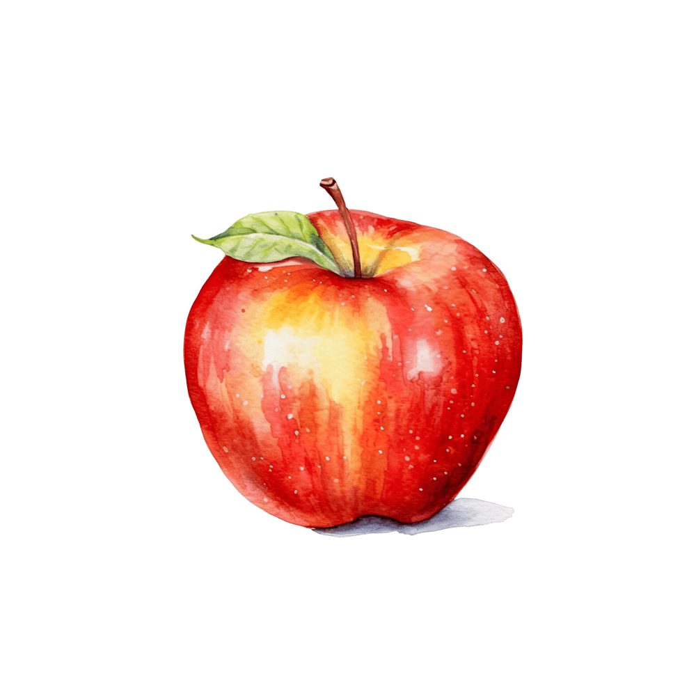 Red Apple Watercolor Painting 1