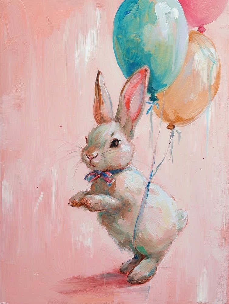 Cute Rabbit 3 With Balloon