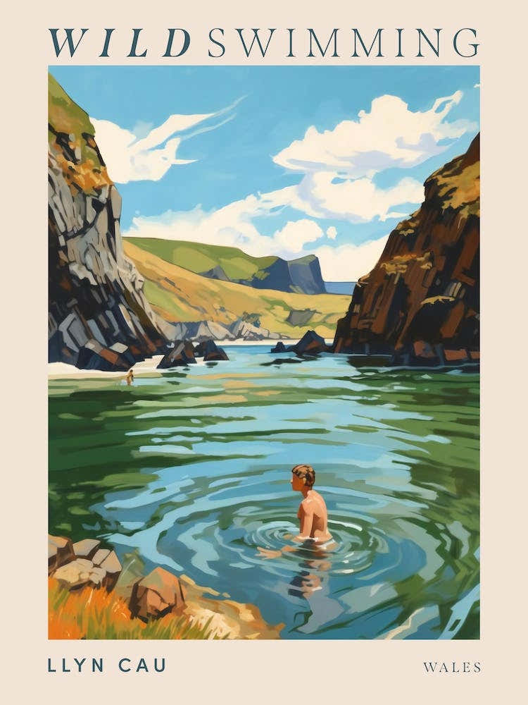 Wild Swimming At Llyn Cau Wales 2 Poster