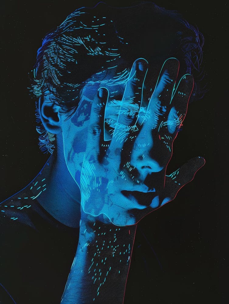 Man With His Hands On His Face 1