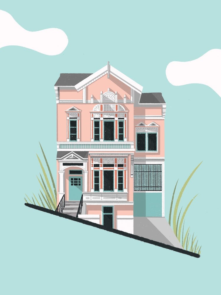 Cute Pastel Town House