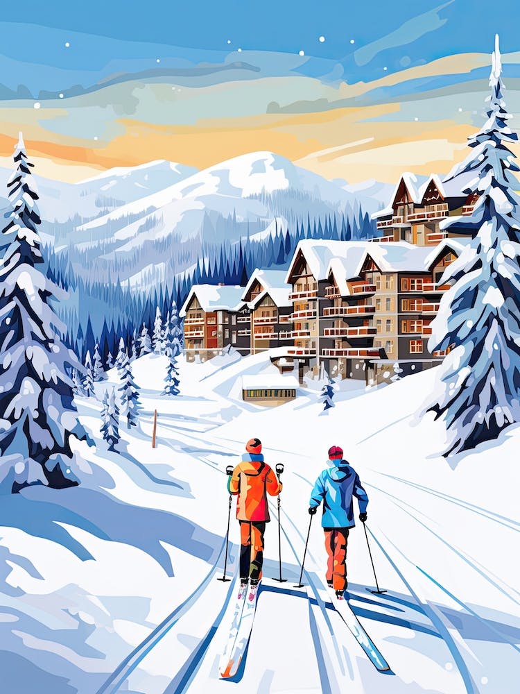 Sun Peaks Resort   British Columbia Canada, Ski Resort Illustration 2