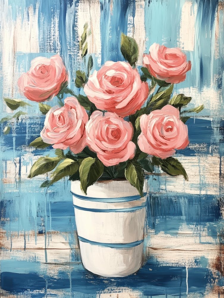 Pink Roses In A Pot