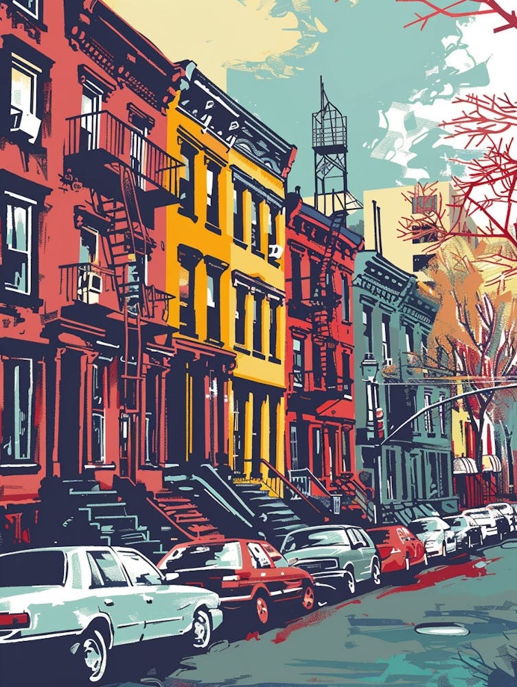 Greenwich Village New York Colourful Silkscreen Illustration 3