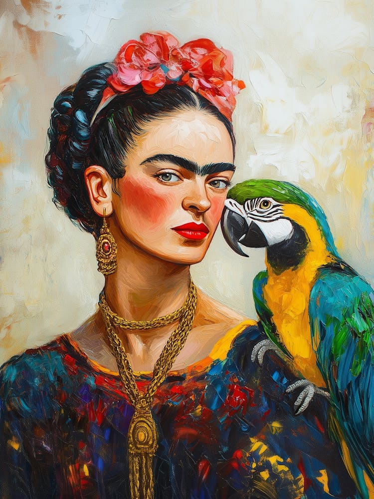 Frida Bunte Papageien Liebe, Bunte popart Malerei