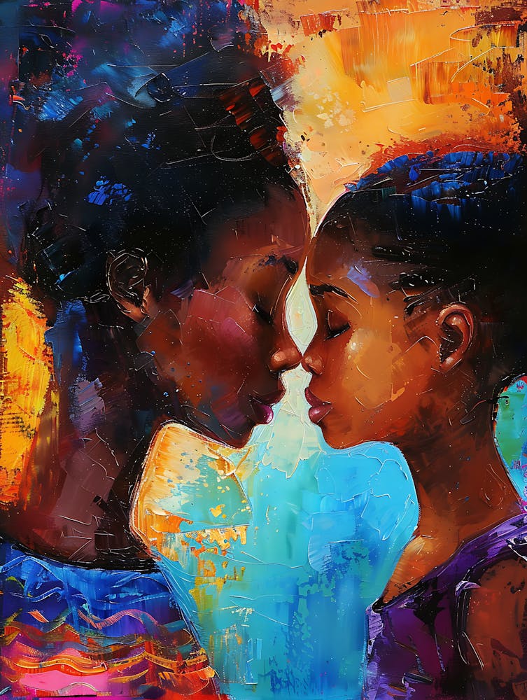 Lebendige Afro-Mutter und Tochter 8