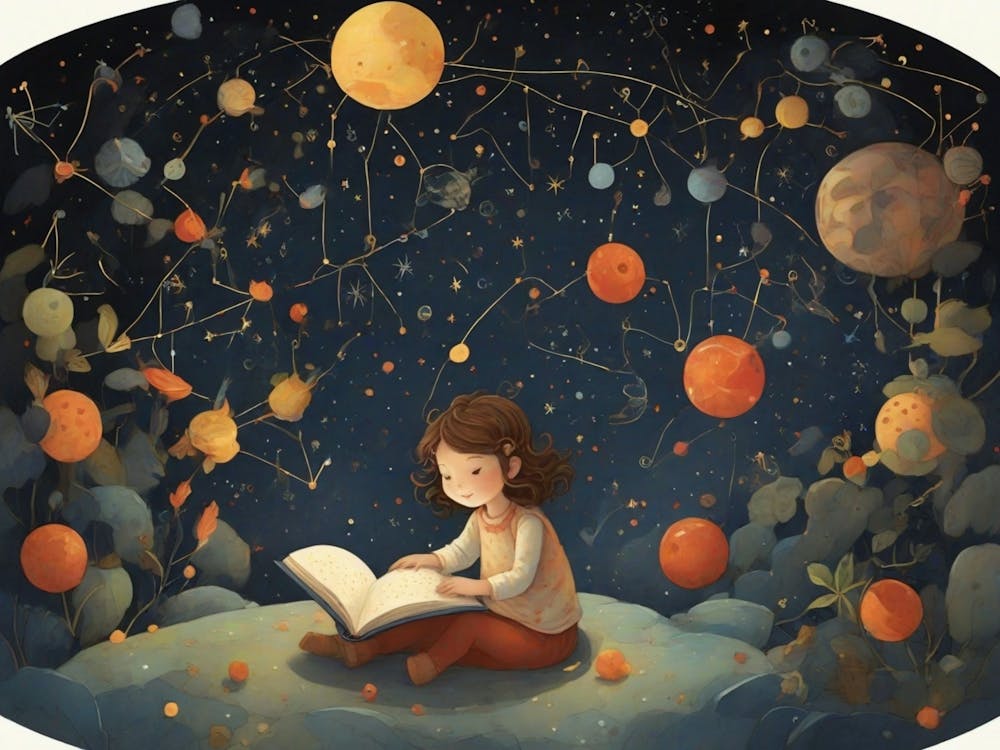 Little Girl Reading A Book