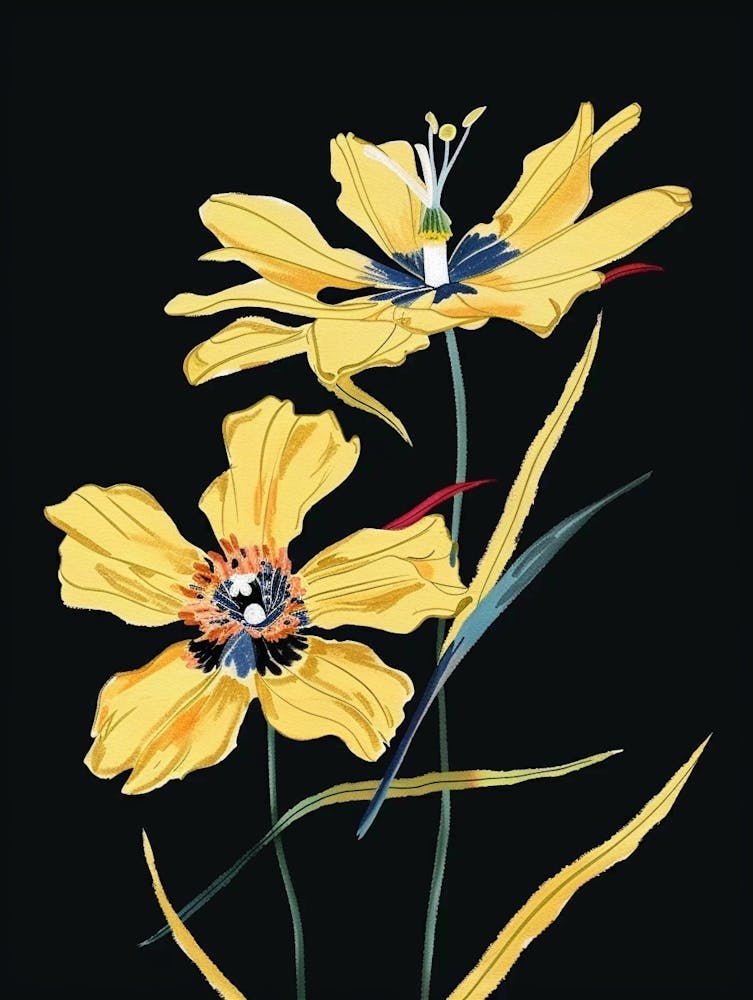 Neon Flowers On Black Buttercup 2