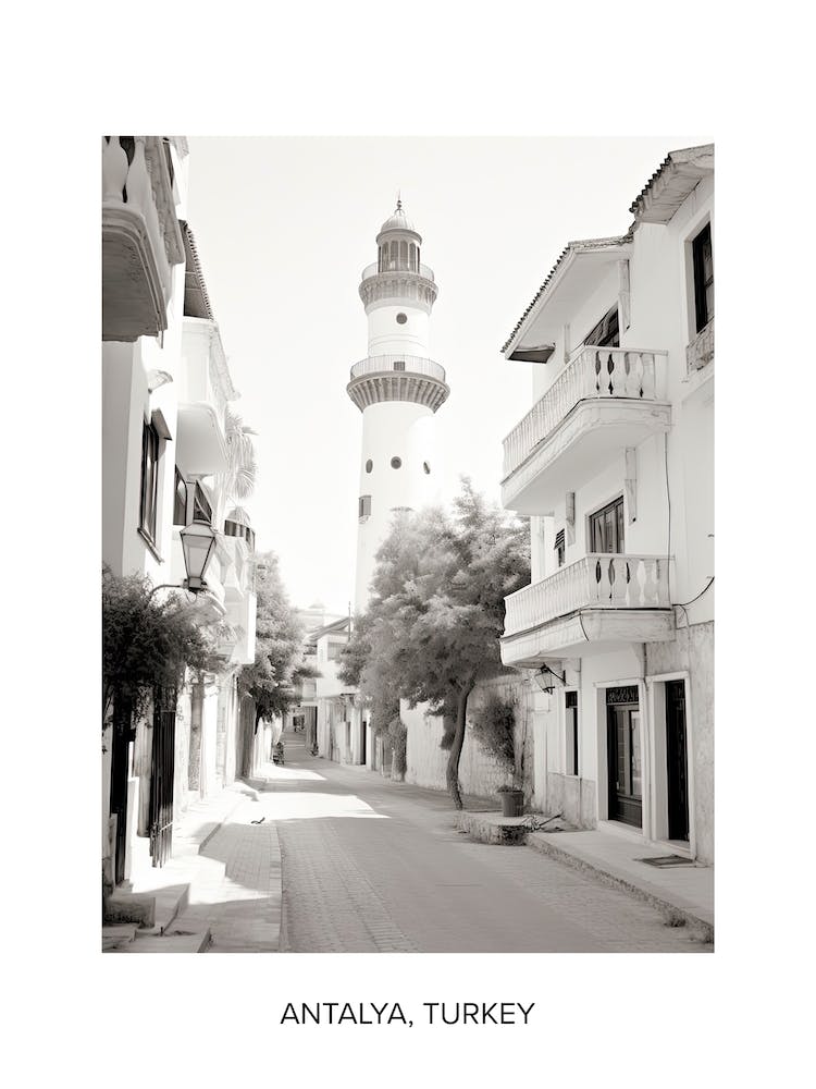 Poster Of Antalya, Turkey, Photography In Black And White 2