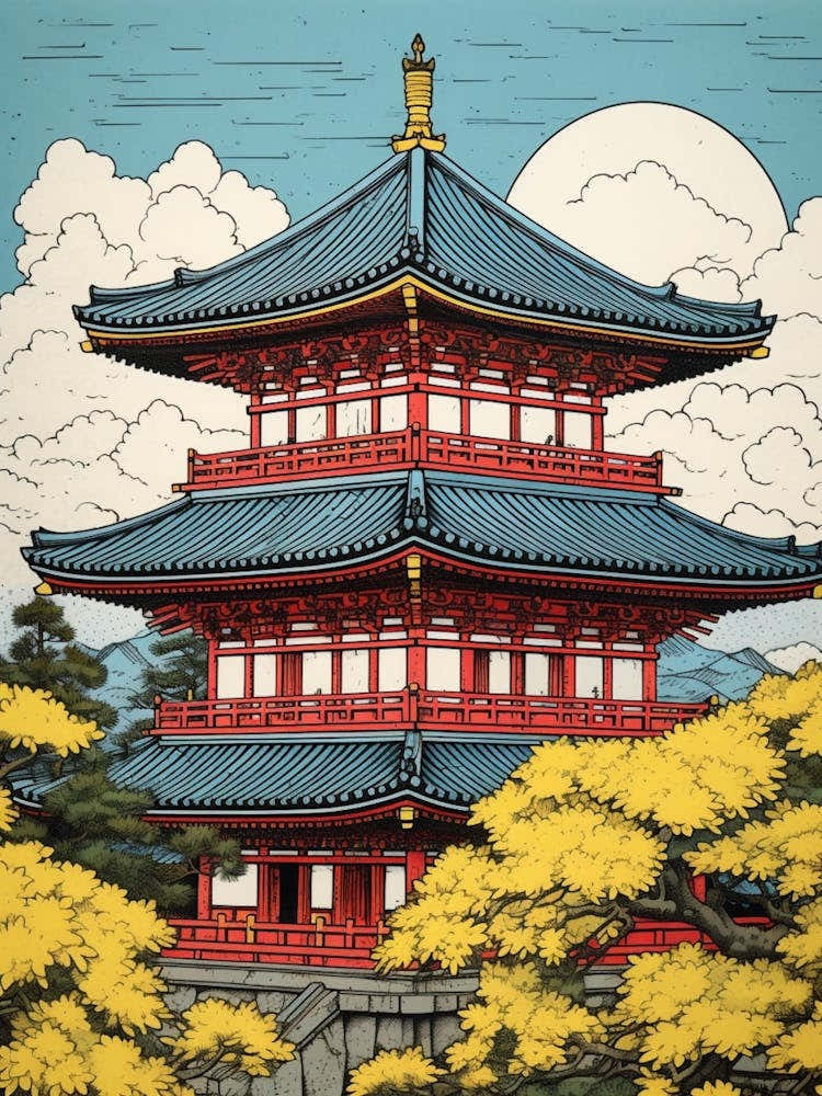 Senso Ji Temple, Japan Vintage Travel Art 3