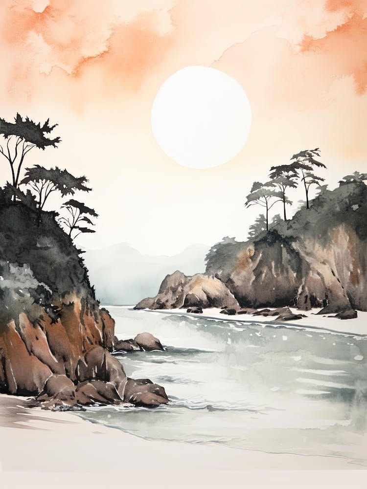 Watercolour Of Pfeiffer Beach   Big Sur California Usa 3