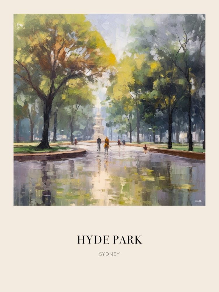 Hyde Park Sydney Australia 3 Vintage Cezanne Inspired Poster