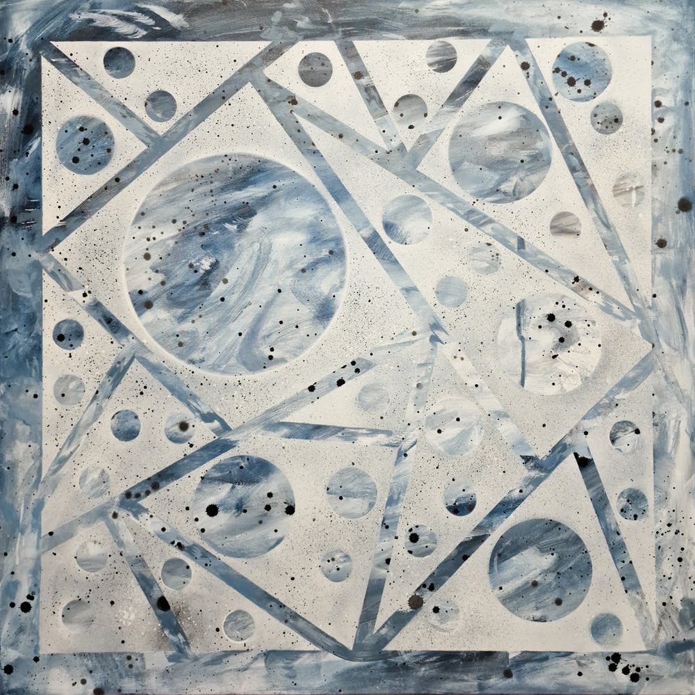 Grey, black and white abstract painting 1