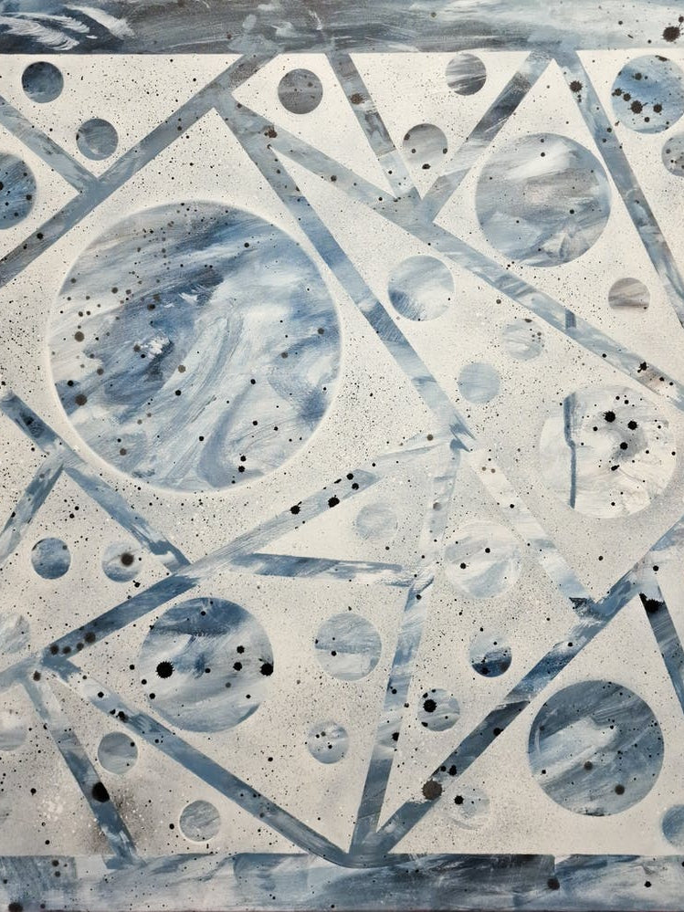 Grey, black and white abstract painting 1