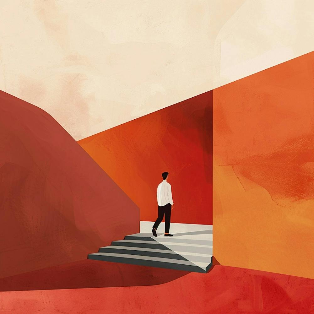 Man Walking Up Stairs