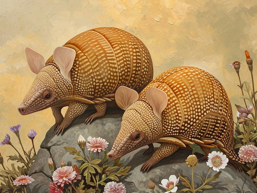 Illustration Animale Florale Tatou