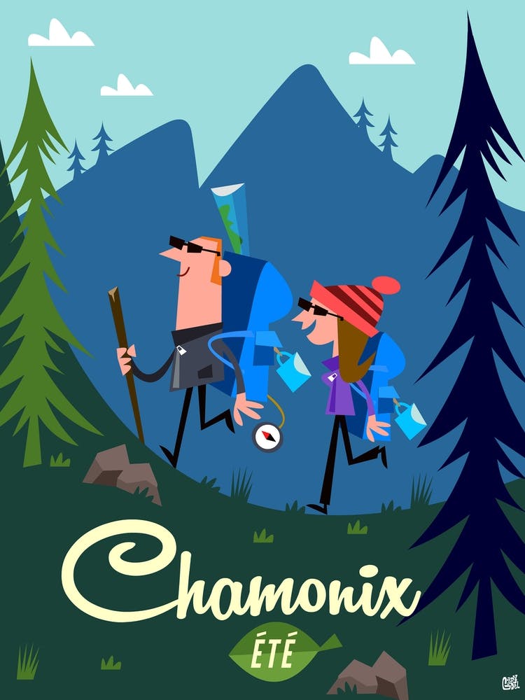 Chamonix Ete Poster Blue & Green